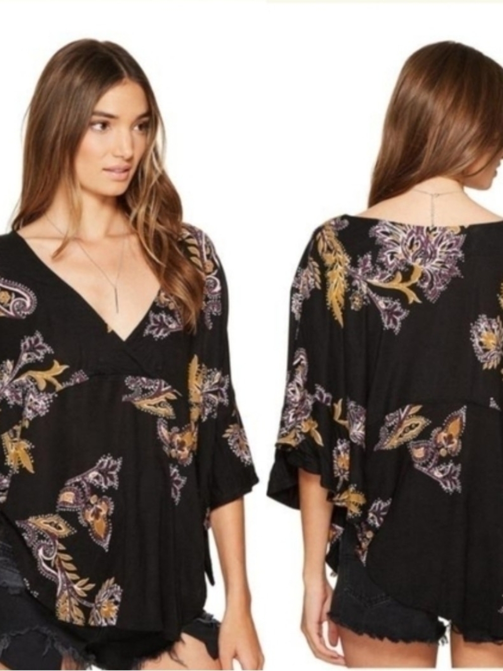 Free People Women’s Maui Wowie Top Batik Tie Side Boho XS - Picture 2 of 10
